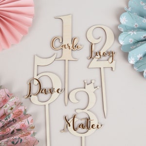 Numero topper per torta con nome, topper per torta personalizzato, topper per torta primo compleanno, decorazione torta compleanno bambini,