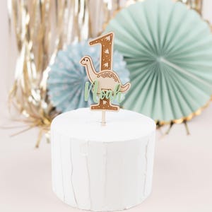 Cake topper Dino , Tortendeko erster Geburtstag, Personalisierte Tortenstecker, Kindergeburtstag Tischdeko