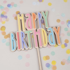 Cake topper Happy Birthday made of acrylic, pastel plexiglass cake topper, cake topper, children's cake decoration