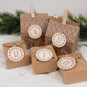 Advent calendar number pendants, wooden numbers for advent calendars, numbers 1-24, wooden advent calendar