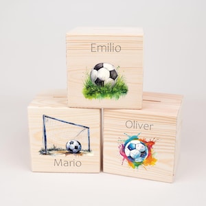 Spardose mit Namen Fußball  , Holz Spardose personalisiert , Geschenk Taufe Geburtstag , Kinder Geschenke , Weihnachtsgeschenk