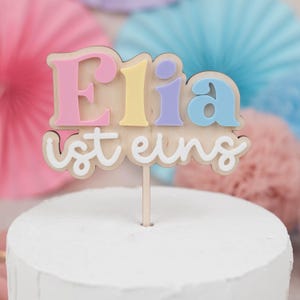 Cake topper con nome in acrilico, cake topper colorato primo compleanno, cake topper in plexiglass pastello, cake topper, decorazione torta per bambini