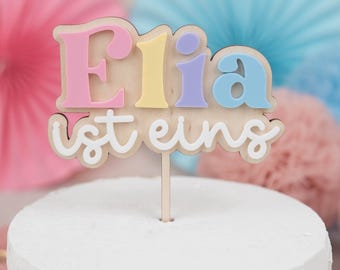 Adornos personalizados de acrílico para tartas, adornos coloridos para tartas de primer cumpleaños, adornos de plexiglás en tonos pastel para tartas, decoraciones para tartas infantiles