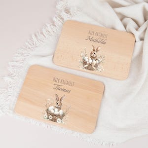 Breakfast board Easter bunny, Easter gift, Easter basket, egg hunt, wooden board with name, personalized Easter gift