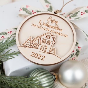 First Christmas in the new home, Personalized wooden pendants, Christmas tree pendants, Wooden Christmas bauble, Christmas gift