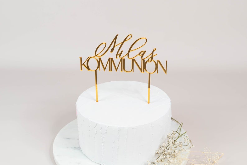 Caketopper mirror acrylic gold communion personalized, cake topper holy communion, cake topper, cake topper image 2