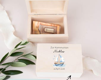 Personalized money gift for First Communion – wooden box for money with name, gift for First Communion, Baptism, Confirmation, Boy, Girl