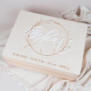 Caja de recuerdos personalizada para nacimiento, bebé, caja de madera con nombre, regalo bebé nacimiento niño, regalo bautizo niña, regalo para bautizo
