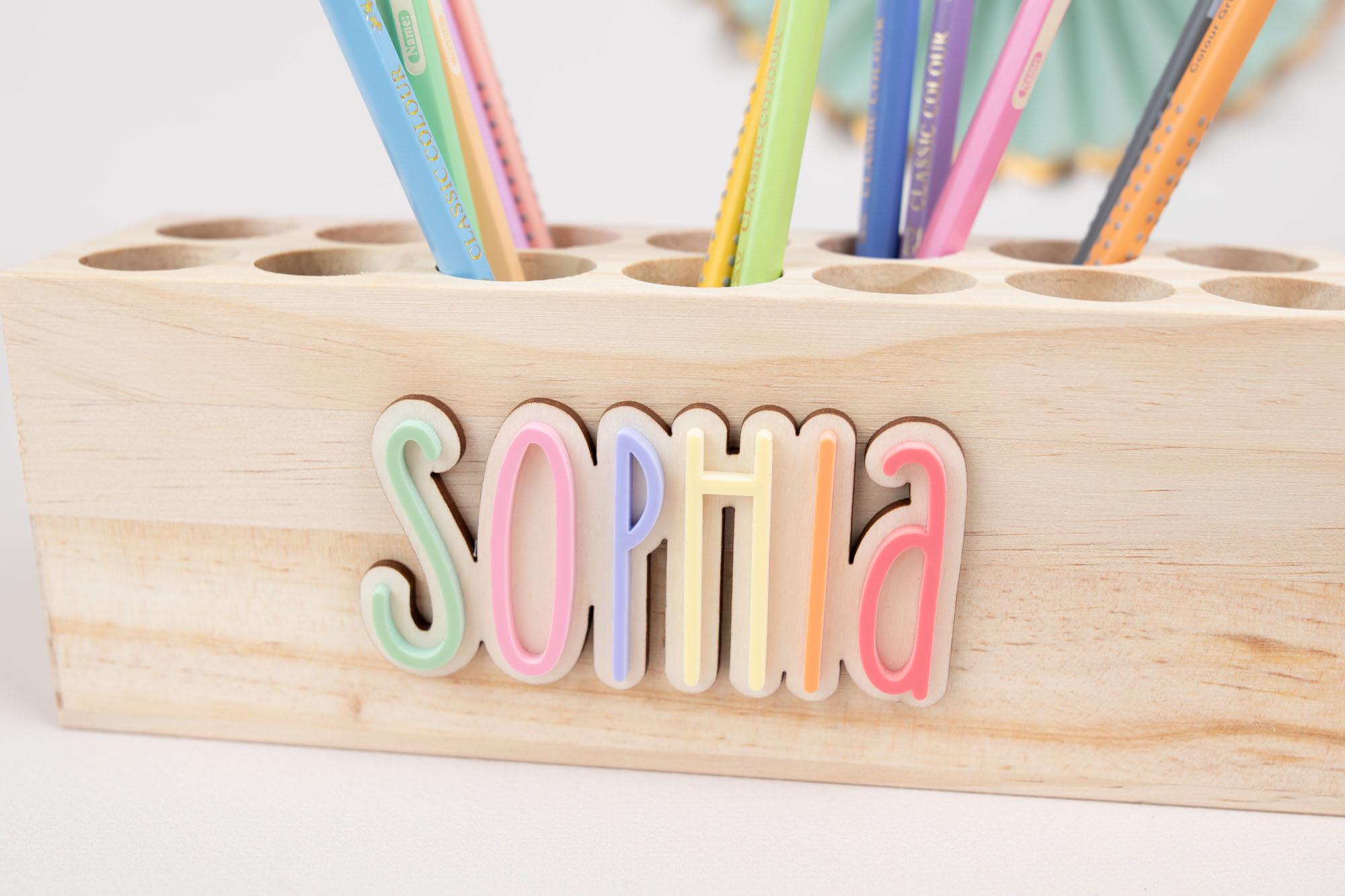 Pencil Cup With Name, Wooden Pencil Box, Pencil Holder, Desk Organizer ...