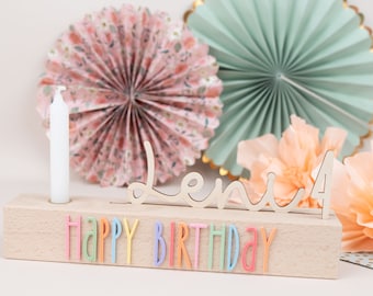 Birthday board Happy Birthday Set, birthday plate, birthday wreath, table decoration birthday, birthday bar, cake topper with name