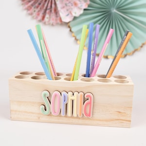 Stiftebecher mit Namen , Stiftebox aus Holz , Stiftehalter , Schreibtisch Organizer Kinder, Einschulung Schulkind Geschenk