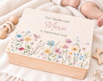Personalized wooden keepsake box for baptism with name, baptism gift wooden box