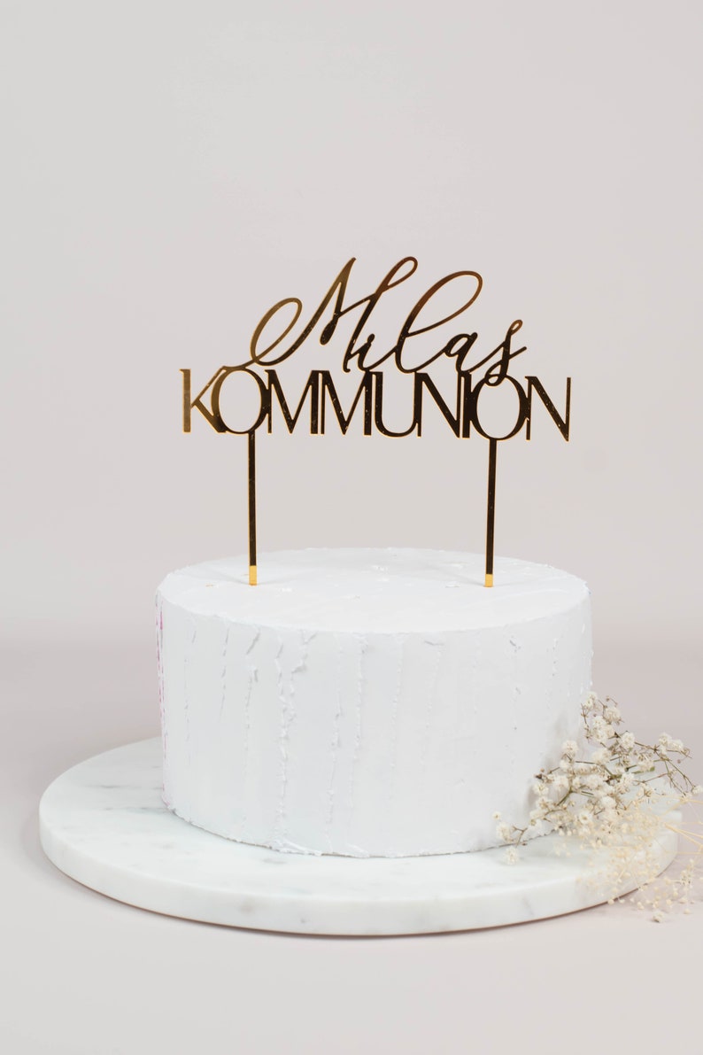 Caketopper mirror acrylic gold communion personalized, cake topper holy communion, cake topper, cake topper image 3