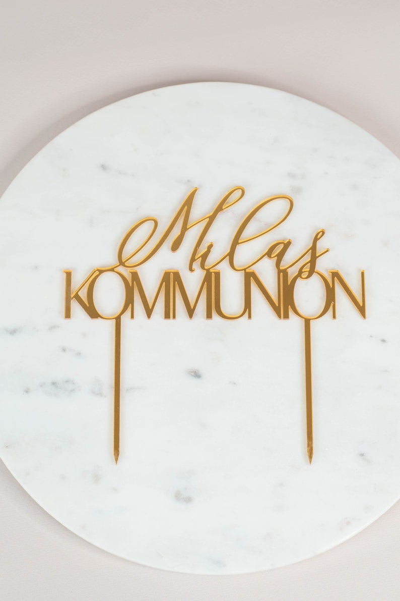 Caketopper mirror acrylic gold communion personalized, cake topper holy communion, cake topper, cake topper image 5