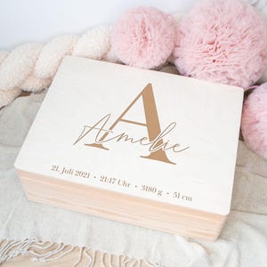 Caja de madera personalizada con nombre, caja de recuerdos para bebé, caja de recuerdos para bebé niño, regalo de bautizo, regalo personalizado para niña