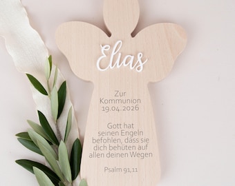 Personalized wooden guardian angel with name, gift for First Communion, Baptism, Confirmation, children's room decoration angel, gift for boys and girls