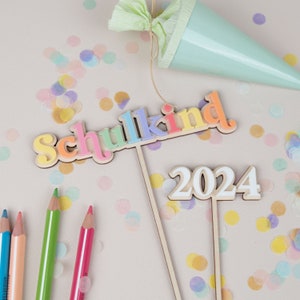 Colorful cake topper starting school, school child, cake decoration starting school, school child 2024, gift for starting school, cake topper for starting school