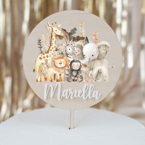 Cake topper animali della foresta, decorazione torta safari, festa a tema leone, topper primo compleanno, decorazione torta cake topper per bambini