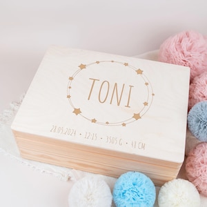 Baby memory box, wooden box, baby boy memory box, christening gift, personalized gift birth baptism, box star child