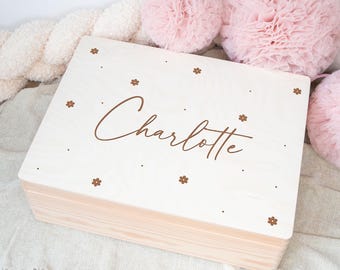 Caja de recuerdos para niña, regalo de recuerdo de nacimiento, caja de recuerdos para bebé, regalo de bautizo, regalo personalizado con nombre