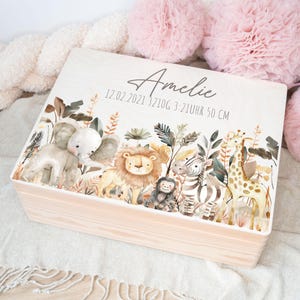 Safari memory box, baby memory box, birth gift, baby memory box, christening gift, personalized gift with name