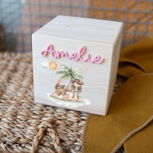 Wooden money box personalized, pirate motif, money box with name, gift baptism birthday, children&#39;s gifts, Christmas gift