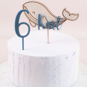 Caketopper underwater world, sea creatures whale seahorse starfish, cake topper with name, cake plug 2. Wal, Zahl