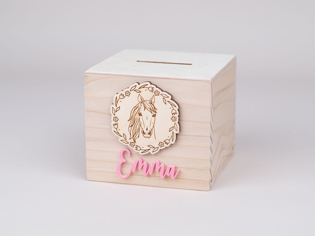 Personalized Wooden Money Box Horse Money Box With Name Etsy