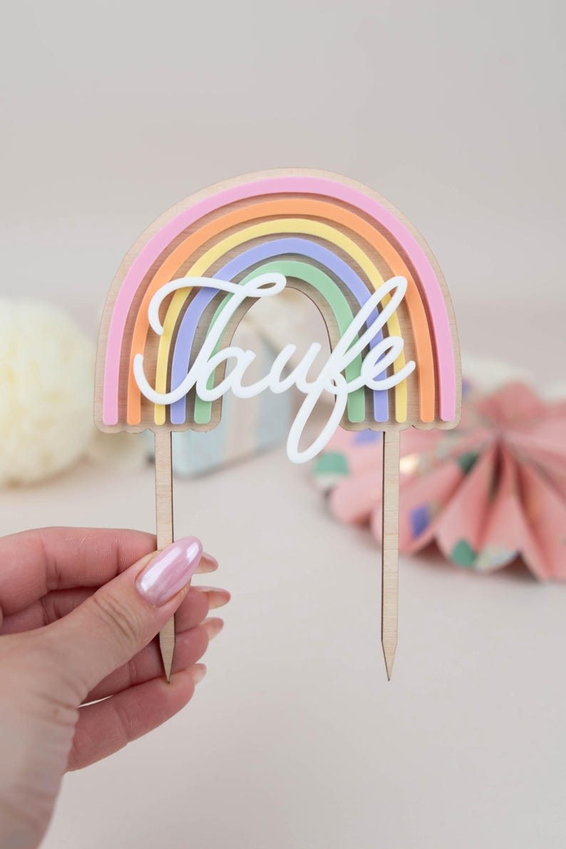 Caketopper rainbow baptism acrylic, cake topper baptism, cake topper, cake topper, table decoration baptism image 2