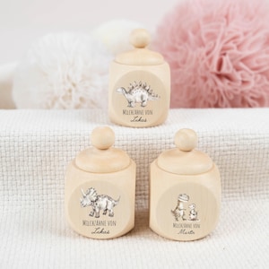 Boîte à dents de lait personnalisée Dino, boîte à dents avec nom en bois, boîte à dents de lait, dents, boîte à dents de lait, cadeau de cartable