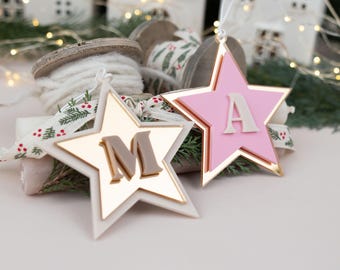Monogram julgransprydnad, personlig julklapp, julgransprydnad, julkula, julgransdekoration för barn