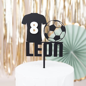 Topper per torta di calcio, decorazione per torta per festa di calcio, decorazione da tavolo per il compleanno dei bambini, dolcetto con nome