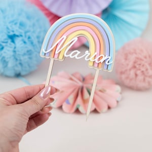 Topper per torta personalizzato arcobaleno, Topper per torta in acrilico, Topper per torta colorato, Topper per torta,