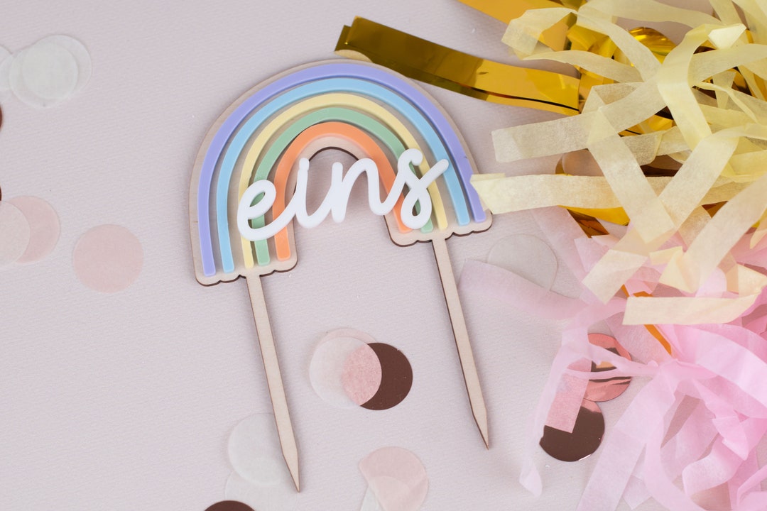 Cake Topper One Rainbow Cake Topper for First Birthday 1st - Etsy