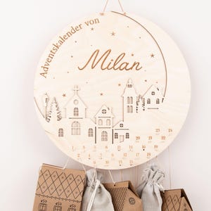 Advent calendar personalized Christmas village, DIY Advent calendar to fill, Advent calendar made of wood with name