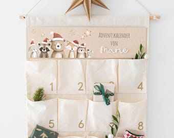 Personalized Advent calendar made of fabric for hanging, Advent calendar with name to fill