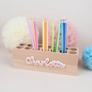 Gepersonaliseerde bureau-organizer, houten pennenhouder voor meisjes, pennenhouder voor kinderen, schoolcadeau voor jongens