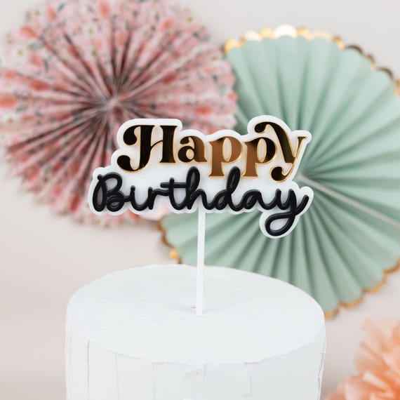 24 Pezzi Decorazioni Per Torta Happy Birthday - Topper Per Cupcake Oro E Nero - Festa Di Compleanno