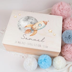 Rocket memory box, baby memory box, birth gift, baby memory box, christening gift, personalized gift for boy