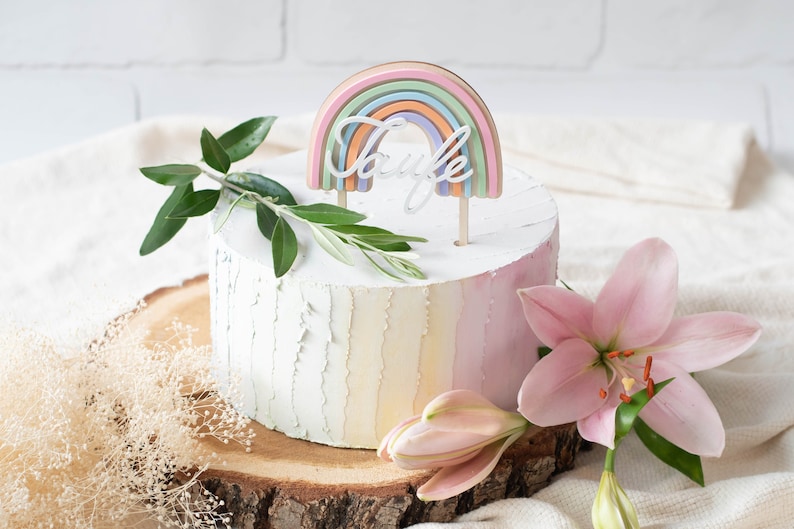 Caketopper rainbow baptism acrylic, cake topper baptism, cake topper, cake topper, table decoration baptism image 3
