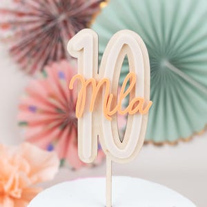 Topper per torta con nome, numero di topper per torta colorato, acrilico pastello, topper per torta 18 compleanno, topper per torta, decorazione torta, 30 40 50 compleanno