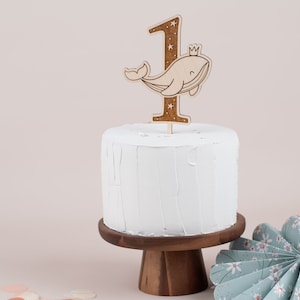 Cake topper balena con numero, cake topper, cake topper primo compleanno, decorazione torta personalizzata, cake topper 1° compleanno