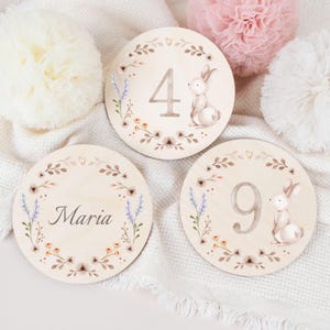 Jalons bébé, cartes de jalons en bois, cadeau de naissance, disques en bois de jalons, cadeau pour femmes enceintes, nouveau-né