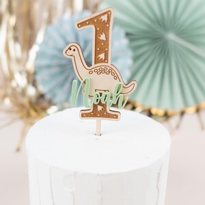 Cake topper Dino , Tortendeko erster Geburtstag, Personalisierte Tortenstecker, Kindergeburtstag Tischdeko