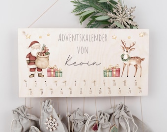 Adventskalender mit Name , Adventskalender zum Befüllen, Adventskalender Kinder,   Adventskalender aus Holz , Countdown-Kalender DIY