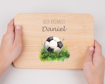 Breakfast board football, wooden board with name, personalized gift birthday baptism, Christmas gift children