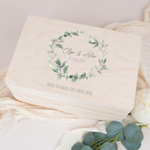 Personalized wooden box eucalyptus wedding, wedding gift, memory box, memory box with name, gift for the bride and groom