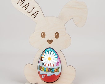 Ü-Ei Hase , Kinder Ostereierhalter , Personalisierte Überraschungsei Halter , Ostergeschenk für Kinder ,  Osterhase Geschenk