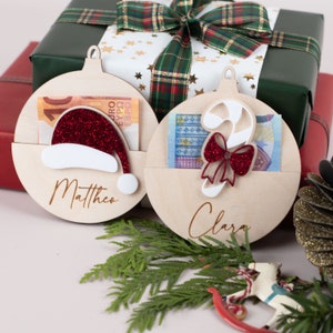 Regalo di Natale in denaro, targhetta con il nome, confezione regalo, esauditore di desideri, regalare denaro, carta denaro, targhetta regalo con nome