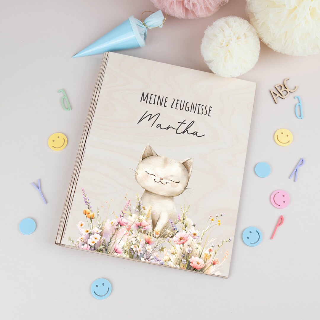 Personalized Certificate Folder Cat, Certificate Folder Wood, School ...